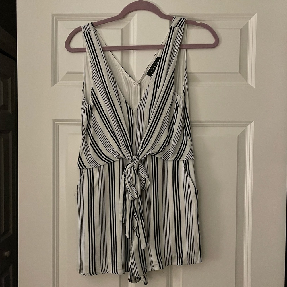 Black and White Striped Romper
